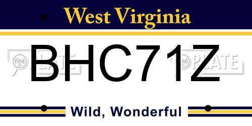 BHC71Z West Virginia License Plate