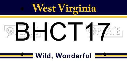 BHCT17 West Virginia License Plate