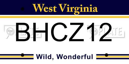 BHCZ12 West Virginia License Plate