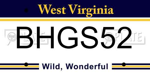 BHGS52 West Virginia License Plate