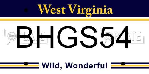 BHGS54 West Virginia License Plate