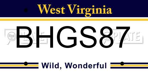 BHGS87 West Virginia License Plate