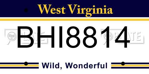 BHI8814 West Virginia License Plate