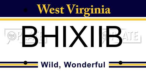 BHIXIIB West Virginia License Plate
