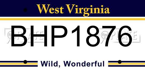 BHP1876 West Virginia License Plate