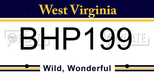 BHP199 West Virginia License Plate