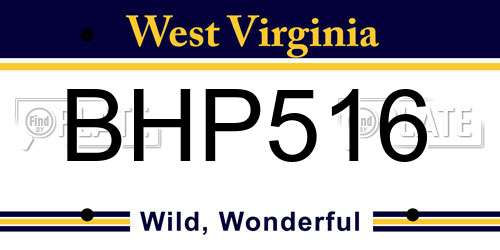 BHP516 West Virginia License Plate