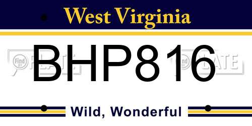 BHP816 West Virginia License Plate