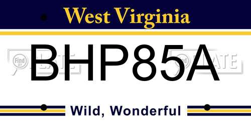 BHP85A West Virginia License Plate