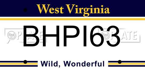 BHPI63 West Virginia License Plate
