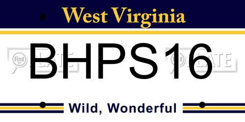 BHPS16 West Virginia License Plate