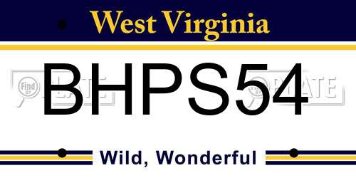 BHPS54 West Virginia License Plate