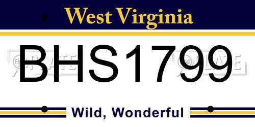 BHS1799 West Virginia License Plate