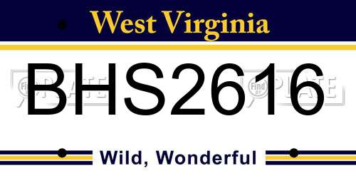 BHS2616 West Virginia License Plate