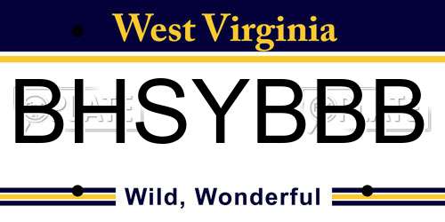 BHSYBBB West Virginia License Plate