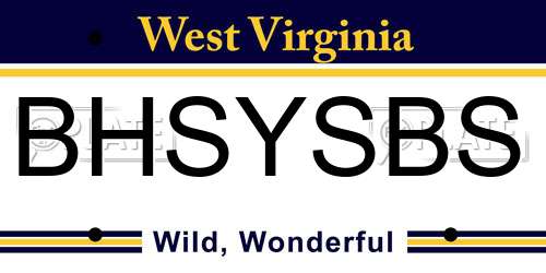 BHSYSBS West Virginia License Plate