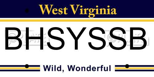 BHSYSSB West Virginia License Plate