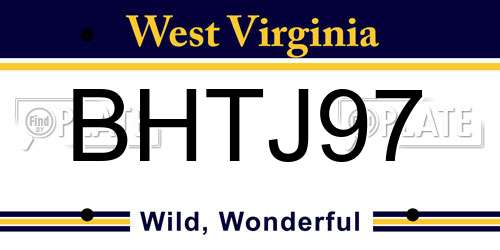 BHTJ97 West Virginia License Plate