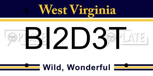 BI2D3T West Virginia License Plate