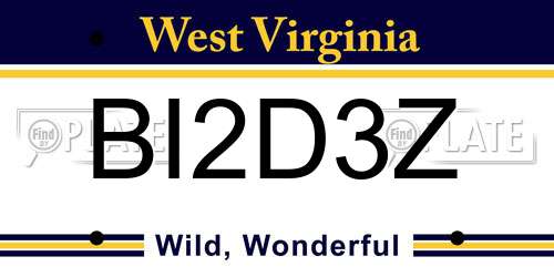 BI2D3Z West Virginia License Plate