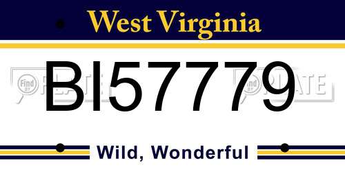 BI57779 West Virginia License Plate