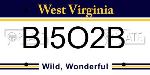 BI5O2B West Virginia License Plate