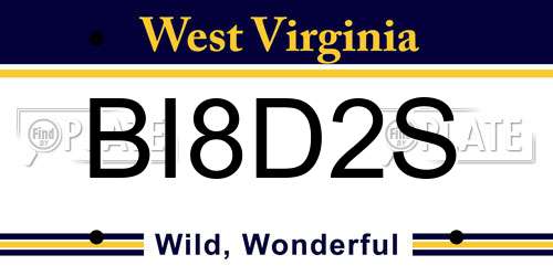 BI8D2S West Virginia License Plate