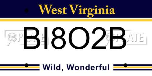 BI8O2B West Virginia License Plate