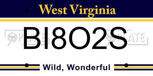 BI8O2S West Virginia License Plate