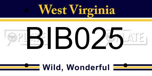 BIB025 West Virginia License Plate