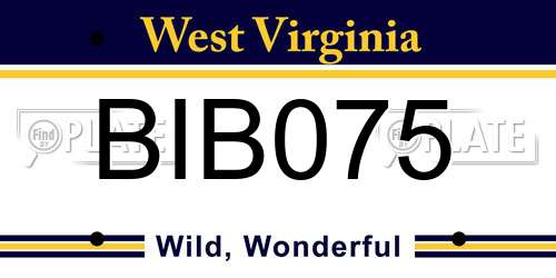 BIB075 West Virginia License Plate