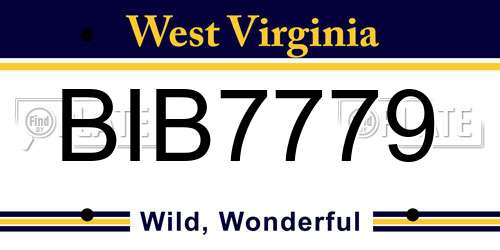 BIB7779 West Virginia License Plate