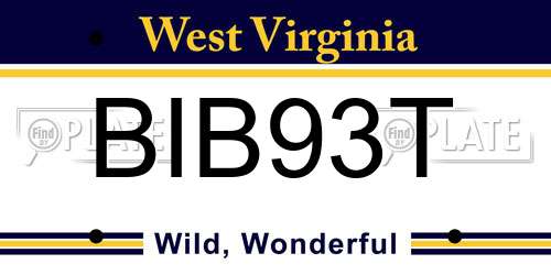 BIB93T West Virginia License Plate