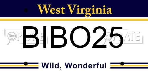 BIBO25 West Virginia License Plate
