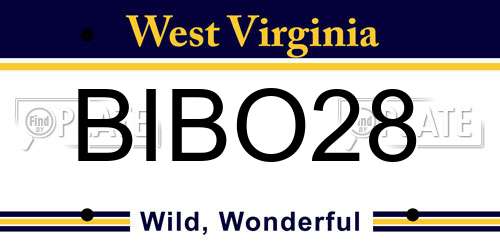 BIBO28 West Virginia License Plate