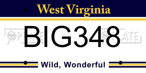 BIG348 West Virginia License Plate