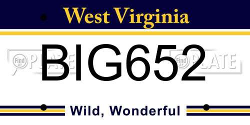 BIG652 West Virginia License Plate