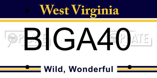 BIGA40 West Virginia License Plate