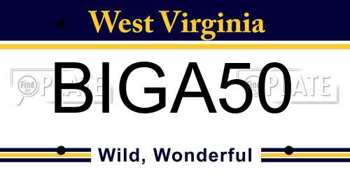 BIGA50 West Virginia License Plate