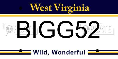 BIGG52 West Virginia License Plate