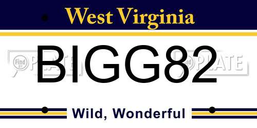 BIGG82 West Virginia License Plate