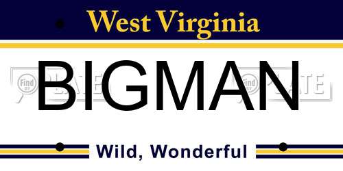 BIGMAN West Virginia License Plate