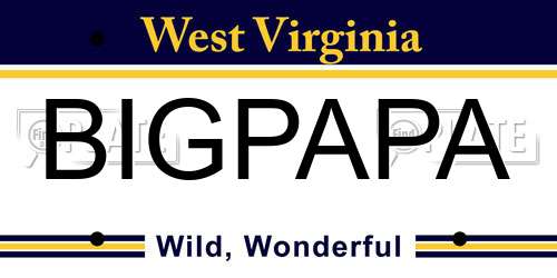BIGPAPA West Virginia License Plate