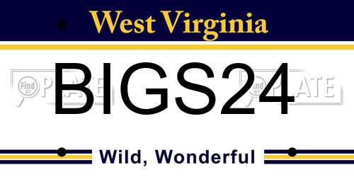 BIGS24 West Virginia License Plate