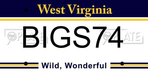 BIGS74 West Virginia License Plate