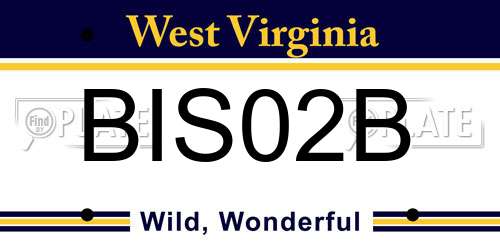 BIS02B West Virginia License Plate