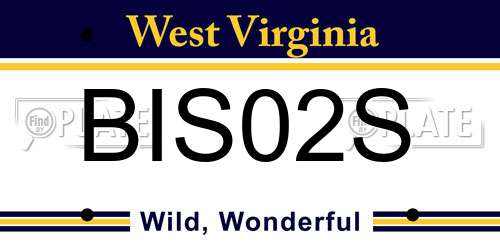 BIS02S West Virginia License Plate