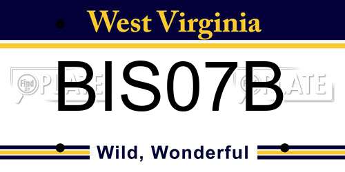 BIS07B West Virginia License Plate