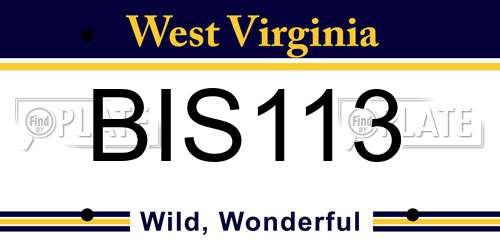 BIS113 West Virginia License Plate