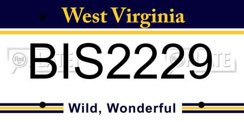 BIS2229 West Virginia License Plate